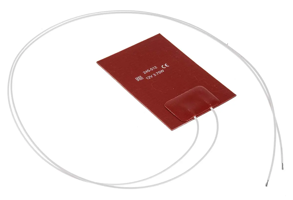 Produktfoto 1 von RS PRO Heizmatte, Rechteckig 3,75 W +200°C, 50 x 75mm, 12 V dc