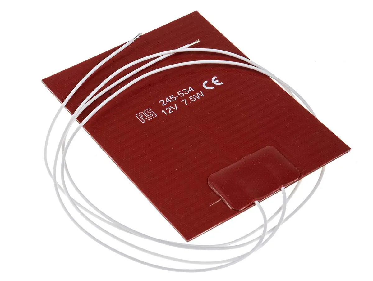Produktfoto 1 von RS PRO Heizmatte, Rechteckig 7.5 W +200°C, 75 x 100mm, 12 V dc