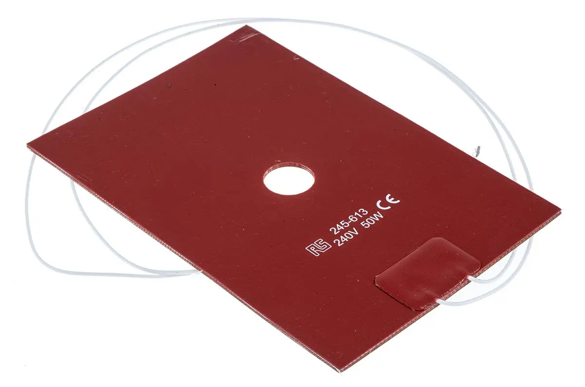 Produktfoto 1 von RS PRO Heizmatte, Rechteckig 50 W +200°C, 100 x 150mm, 240 Vac