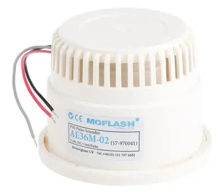 Produktfoto 1 von Moflash AE36M Elektronischer Signalgeber Panel IP30 2-Ton 100 dB @ 1m, Weiß, Ø 50 mm DC