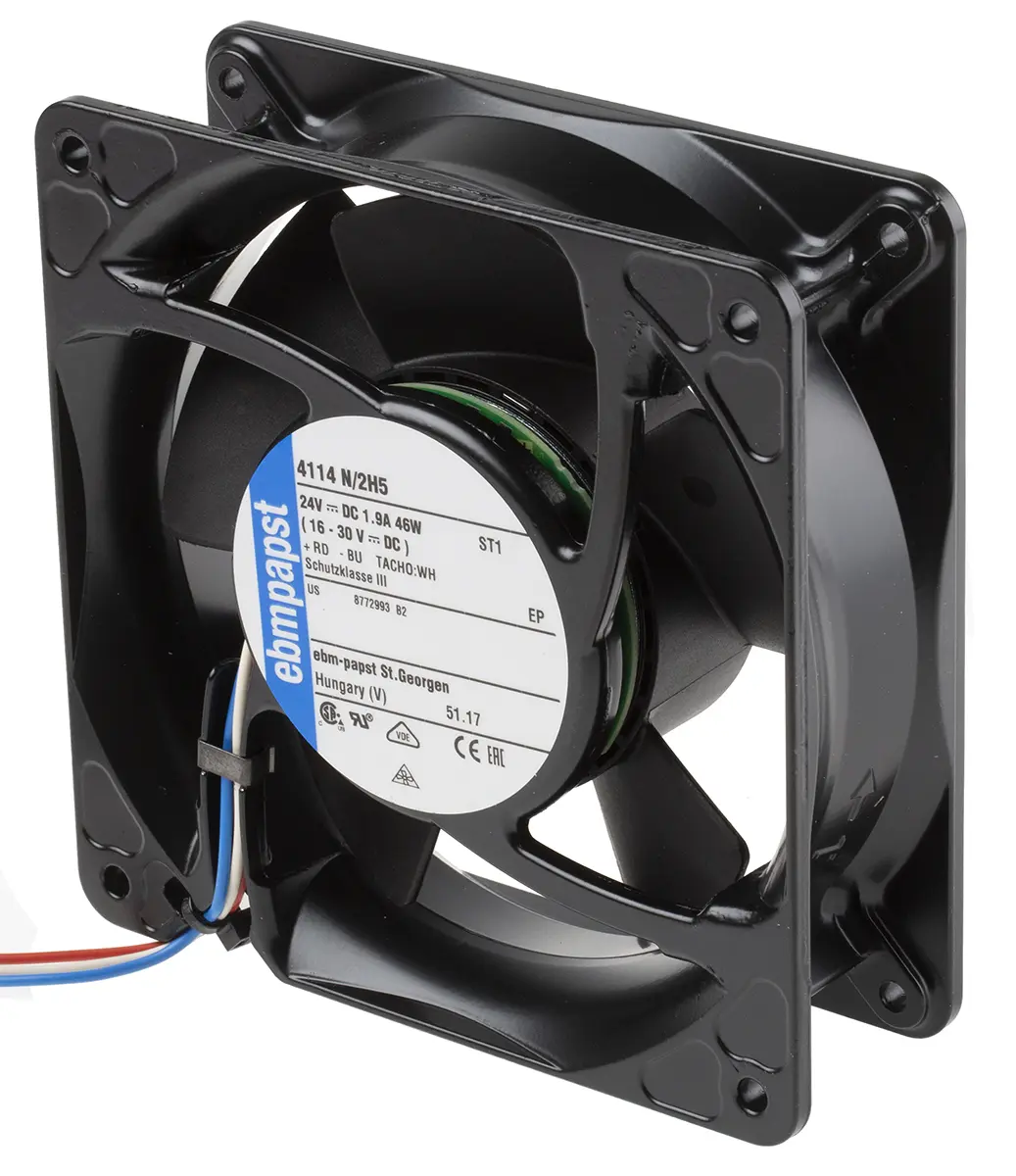 Produktfoto 1 von ebm-papst 4100 NH5 - S-Force DC-Axiallüfter, Kugellager, 24 V dc / 45W, 119 x 119 x 38mm, 7500U/min, 390m³/h