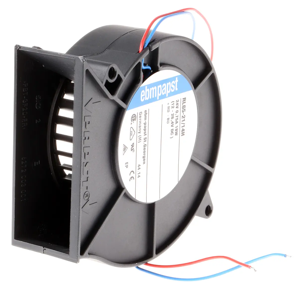 Produktfoto 1 von ebm-papst RL 65 Radialgebläse, radial, 24 V dc, DC, 61m³/h, 66dB, 93.5 x 97 x 33mm, 4900U/min, Kugellager