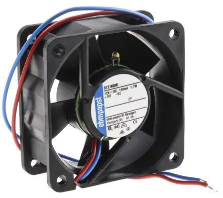 Produktfoto 1 von ebm-papst 600 N Axiallüfter, Hülse, 12V dc / 1.7 W 142 mA, 4100 U/min, 35 m³/h IP54, IP68 60 mm 60mm 25.4 mm