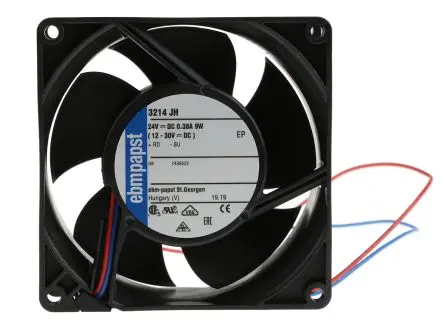 ebm-papst 3200 J - S-Force Axiallüfter, Kugel, 24V dc / 9 W 375 mA, 6800 U/min, 146 m³/h IP54, IP68 92 mm 92mm 38 mm