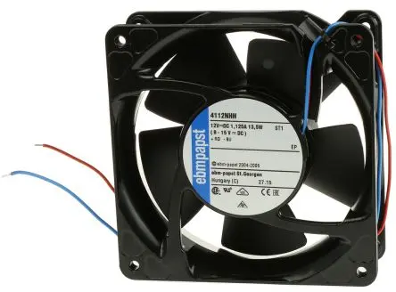 Produktfoto 1 von ebm-papst 4100 NHH - S-Force Axiallüfter, Kugel, 12V dc / 13.3 W 1.11 A, 5000 U/min, 260 m³/h IP54, IP68 119 mm 119mm 38