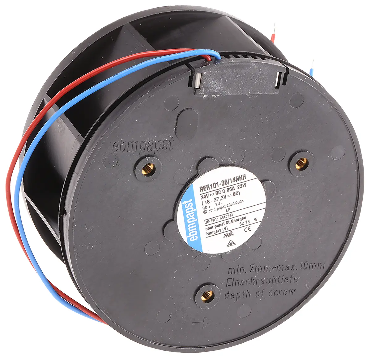 Produktfoto 1 von ebm-papst RER 101 N Radialgebläse, radial, 24 V dc, DC, 74dB, 101 x 51.7mm, 5900U/min, Kugellager