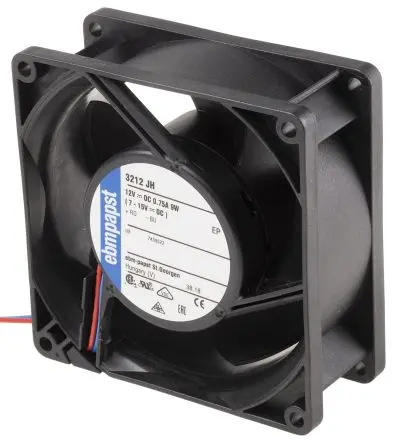 Produktfoto 1 von ebm-papst 3200 J - S-Force Axiallüfter, Kugel, 12V dc / 9 W 750 mA, 6800 U/min, 146 m³/h IP68, IP54 92 mm 92mm 38 mm