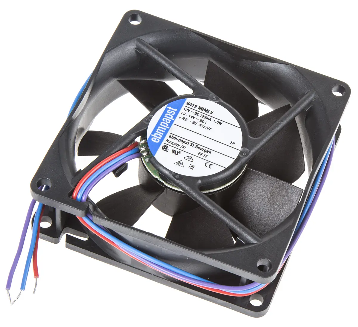 Produktfoto 1 von ebm-papst 8400 N DC-Axiallüfter, Gleitlager, 12 V dc / 1.5W, 80 x 80 x 25mm, 2050U/min, 45m³/h