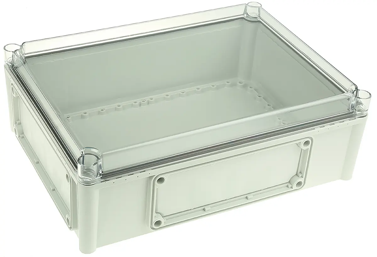 Produktfoto 1 von Fibox EK; Gehäuse; Polycarbonat; Grau Geflanscht; IK08 IP40, IP66 Breite 280 mm Höhe 130 mm Länge 380 mm