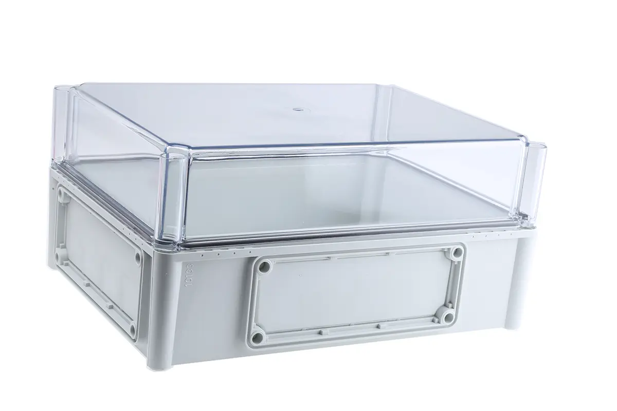 Produktfoto 1 von Fibox EK; Gehäuse; Polycarbonat; Grau Geflanscht; IK08 IP40, IP66 Breite 280 mm Höhe 180 mm Länge 380 mm