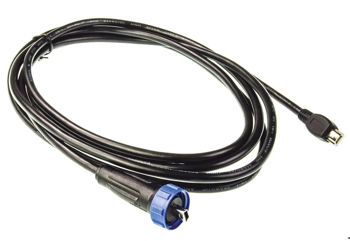 Produktfoto 1 von Bulgin USB-Kabel, Mini-USB B / Mini-USB A, 2m USB 2.0 Schwarz