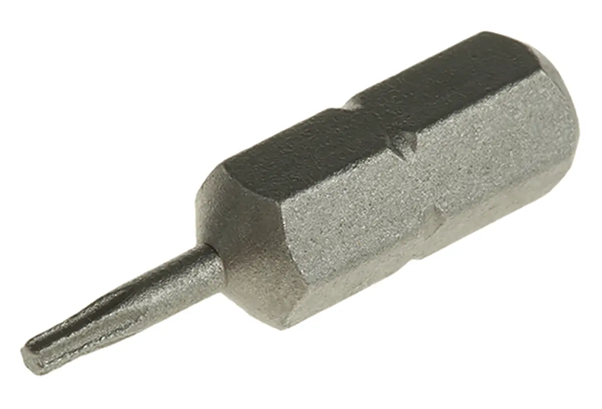 Produktfoto 1 von RS PRO 6.35 mm T6 Schraubbit, Sechskant Chrom Vanadium Stahl, 1-teilig, 25 mm