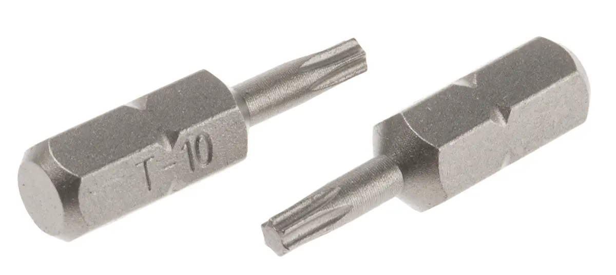 Produktfoto 1 von RS PRO 1/4 in T10 mm Innensechsrund Biteinsatz, aus CrMo-Stahl, 50-teilig, 25 mm