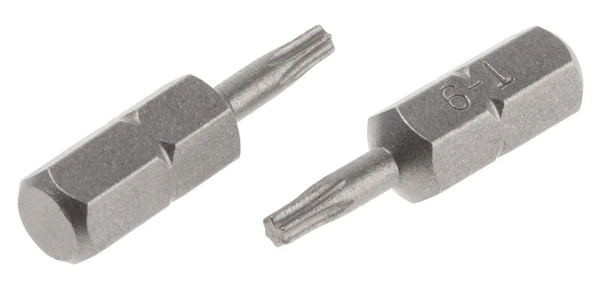 Produktfoto 1 von RS PRO 6.35 mm T9 Schraubbit, Sechskant Chrom Vanadium Stahl, 1-teilig, 25 mm