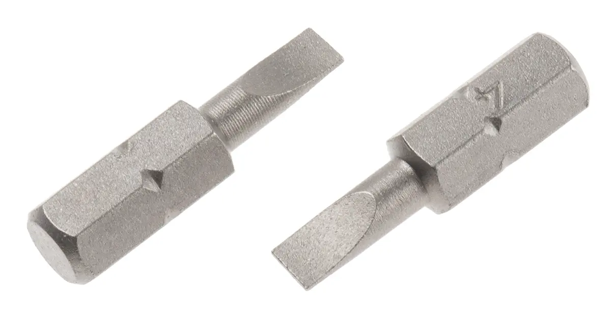 Produktfoto 1 von RS PRO Schraubbit, Geschlitzt Chrom Vanadium Stahl, 1-teilig, 25 mm