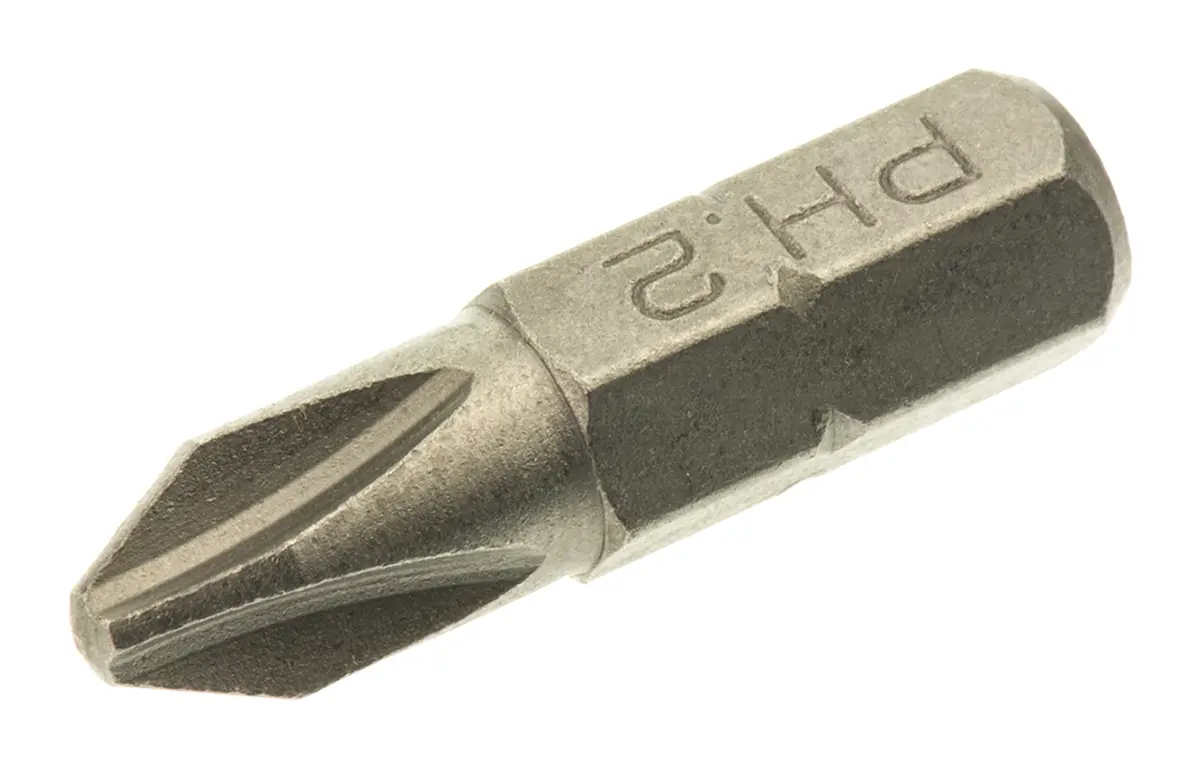 Produktfoto 1 von RS PRO 1/4 in PH2 Schraubbit, Sechskant Chrom Vanadium Stahl, 1-teilig