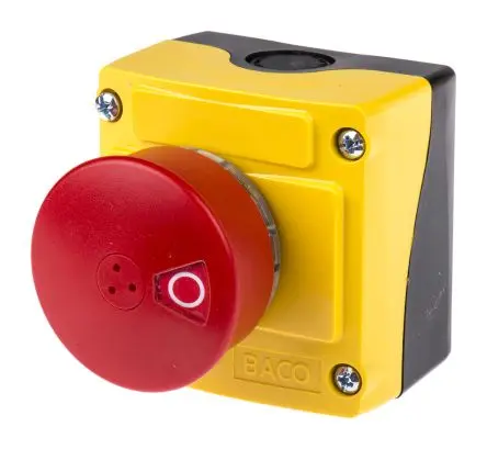 Produktfoto 1 von BACO LBX1 Not-Aus-Drucktaster, SMD, 2 Öffner, Grau, Gelb, Grün, Rot, Schwarz IP66, 74mm, x 47.9 mm, Zugentriegelung