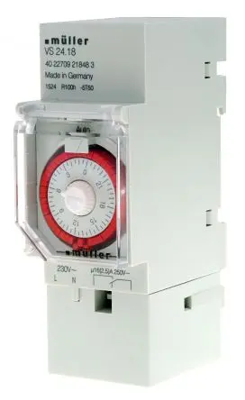 Produktfoto 1 von Müller Analog VS 20/24 DIN-Schienen-Zeitschaltuhr 230V ac, Minuten, 1-Kanal, Schraube