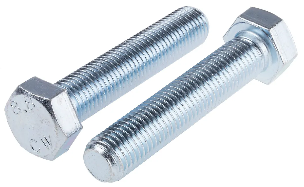 Produktfoto 1 von RS PRO x 100 mm Sechskantschraube, Stahl Glanzzink, DIN 933