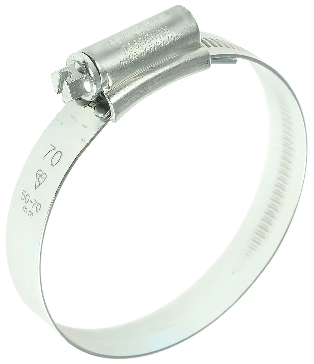Produktfoto 1 von HI-GRIP Stahl Schlauchschelle Schneckengewinde, mit Schlitzsechskantschraube 70 mm