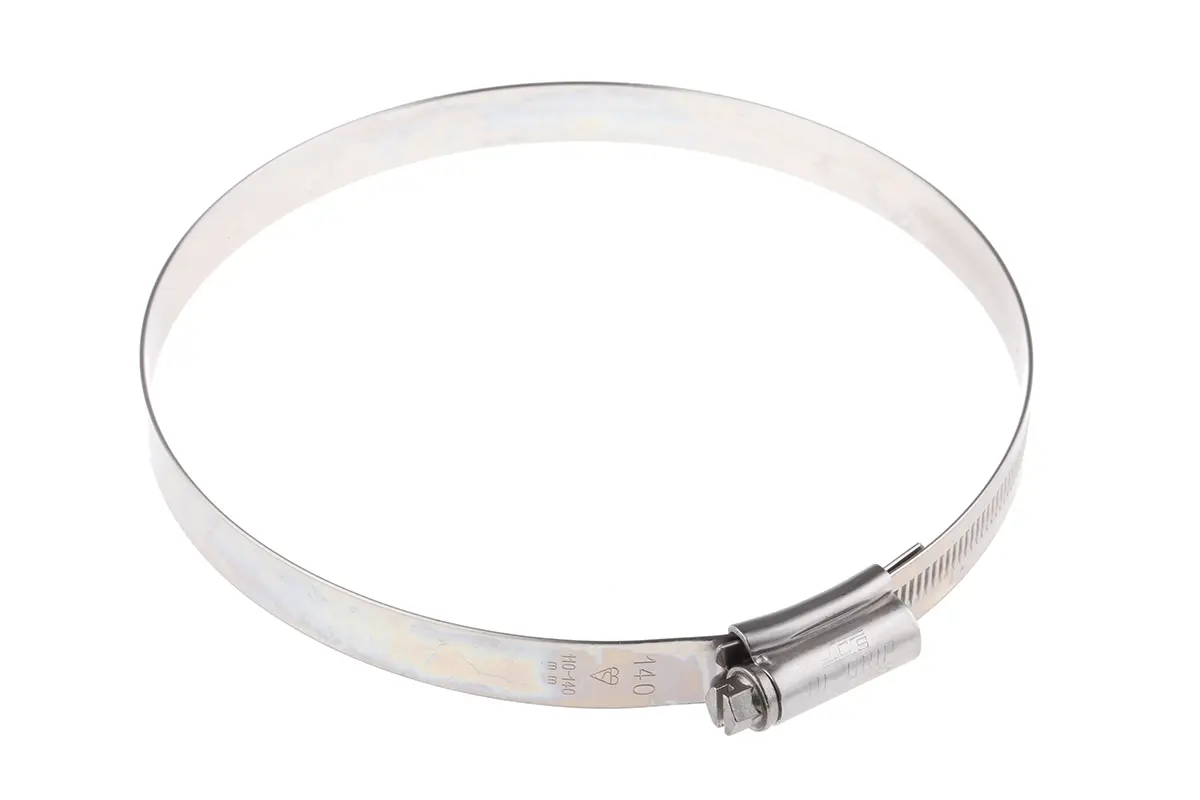 Produktfoto 1 von HI-GRIP Edelstahl Schlauchschelle Schneckengewinde, mit Schlitzsechskantschraube 140 mm