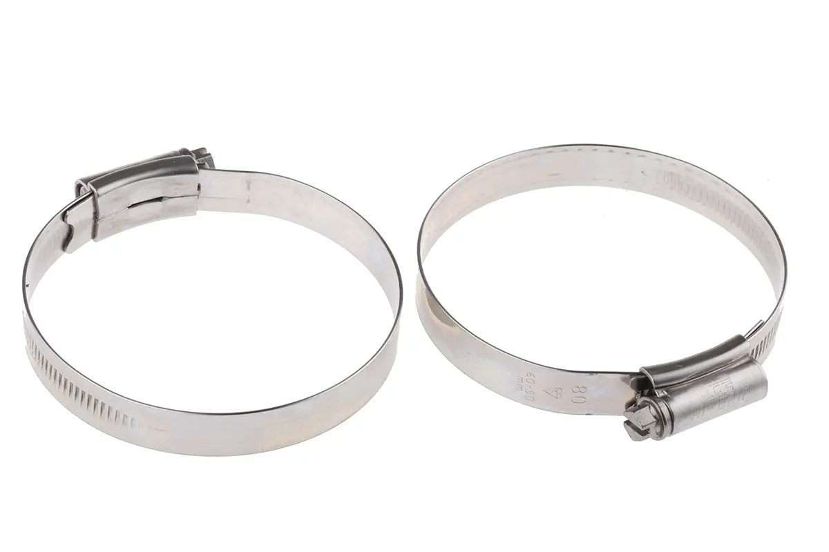 Produktfoto 1 von HI-GRIP Edelstahl Schlauchschelle Schneckengewinde, mit Schlitzsechskantschraube 80 mm