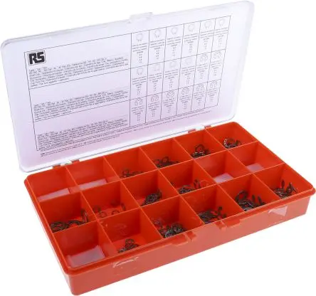 Produktfoto 1 von RS PRO 890 piece Sicherungsringe Sortiment, Edelstahl 8 mm