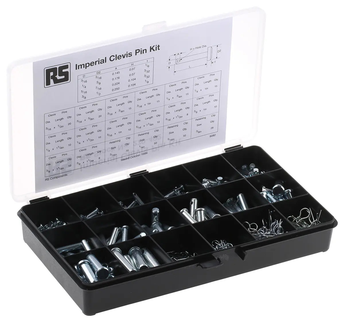 Produktfoto 1 von RS PRO Gabelbolzensatz 352 Stück Stahl Glanzzink ø 5.34 in / 0.38 in