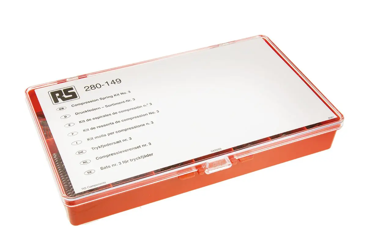 Produktfoto 1 von RS PRO Feder Sortiment Legierungsstahl Quetschanschluss