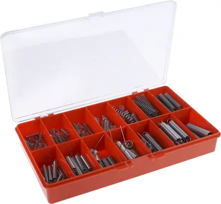 Produktfoto 1 von RS PRO Feder Sortiment Legierungsstahl Verlängerung, Quetschanschluss, Drehfedern