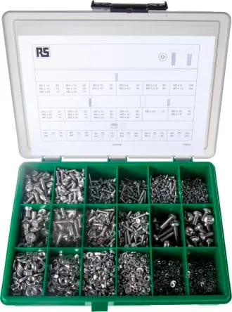 Produktfoto 1 von RS PRO Edelstahl Pozidriv Schrauben Sortiment x 25 mm x 6 mm, 3168 Stück