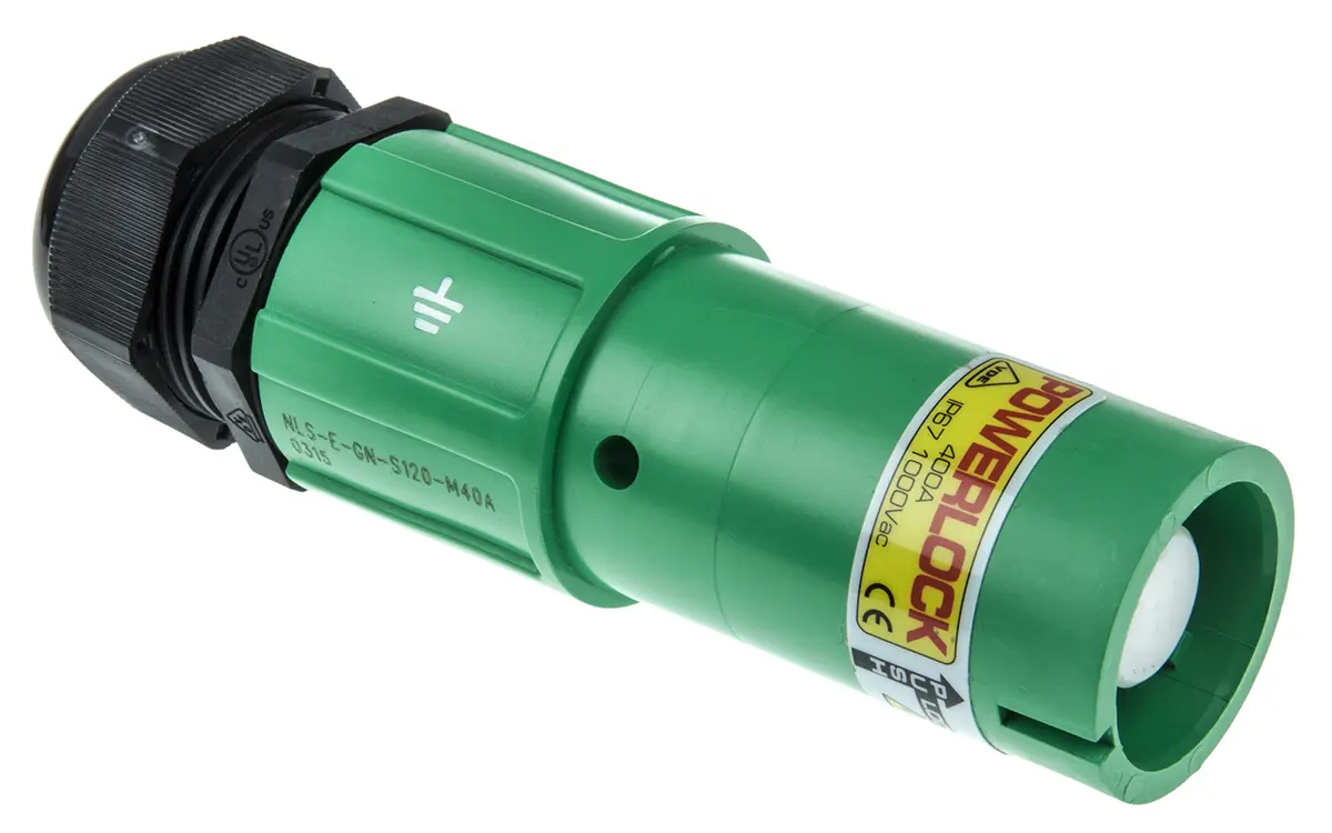 Produktfoto 1 von ITT Cannon Veam Powerlock Leistungssteckverbinder Grün 1P, 1.0kV, Kabel Gerade IP67 400A