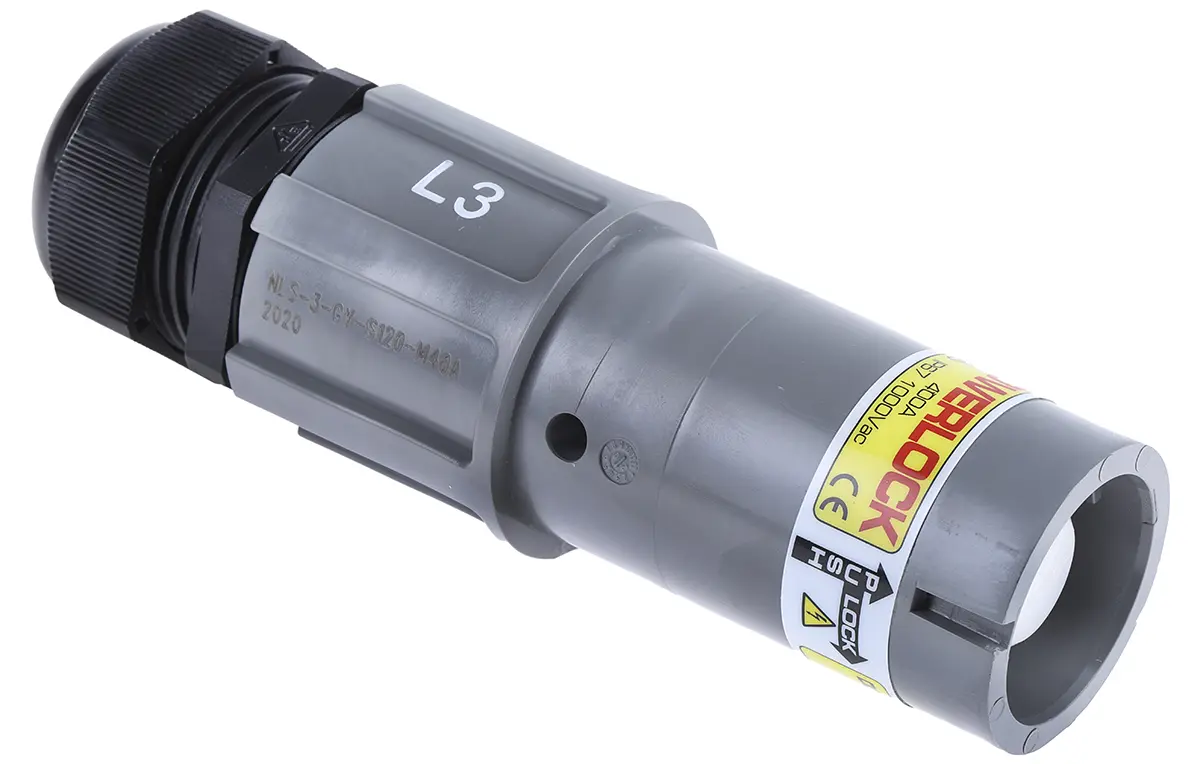 Produktfoto 1 von ITT Cannon Veam Powerlock Leistungssteckverbinder Grau 1P, 1.0kV, Kabel Gerade IP67 400A