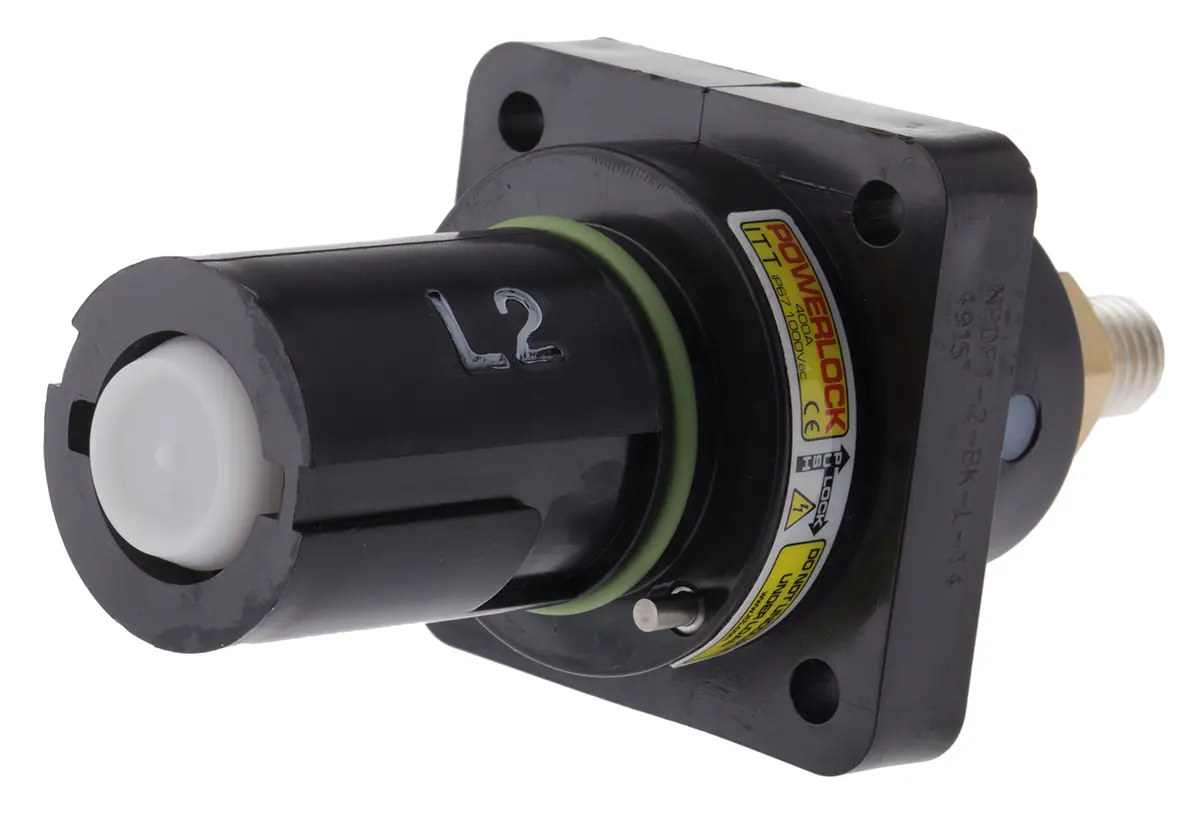 Produktfoto 1 von ITT Cannon Veam Powerlock Leistungssteckverbinder Schwarz, 1kV 1 / 400A, Panel IP65, IP67