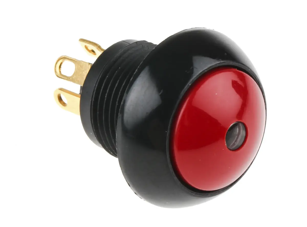 Produktfoto 1 von Otto P9 Druckschalter Rot Beleuchtet Tastend Panel Ø 20 mm, 1-poliger Umschalter / 5 A 28 V dc 115 V ac, IP68S