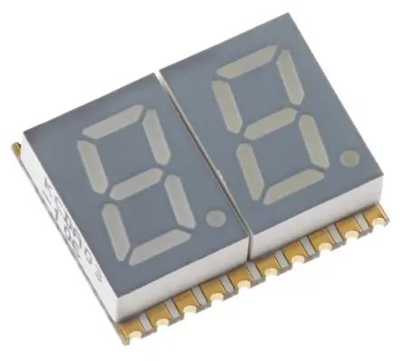 Produktfoto 1 von Kingbright LED-Anzeige 7 Segmente 2 Zeichen Anode, Orange 601nm 46mcd Zeichenbreite 4.2 mm Rechts Zeichenhöhe 7.6 mm