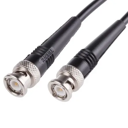 Produktfoto 1 von Radiall Cable Assembly Koaxialkabel Stecker, 50 Ω Stecker, 250 mm, BNC / BNC, Schwarz