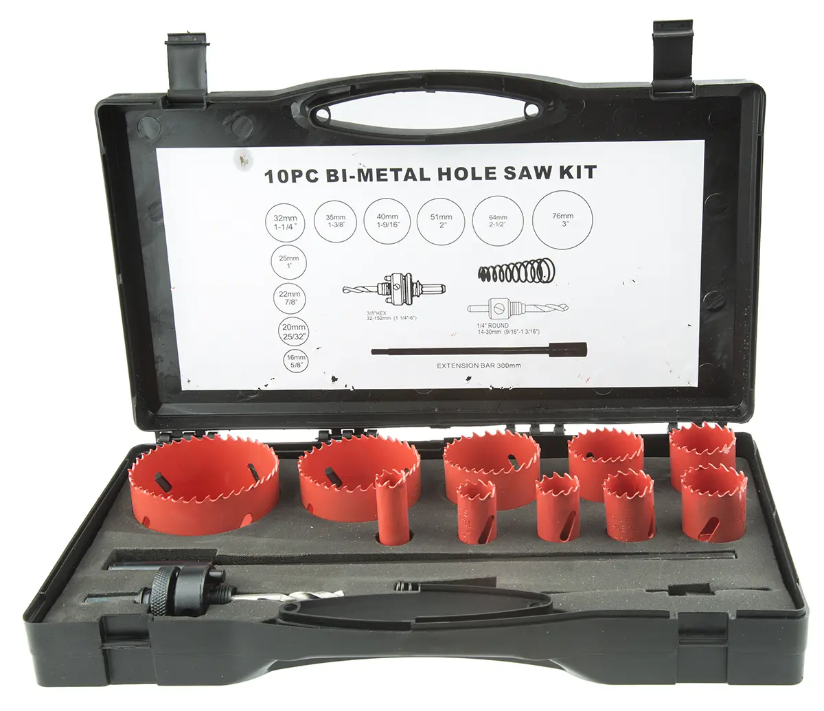 Produktfoto 1 von RS PRO Bimetall Lochsägensatz mit Zentrierbohrer, Ø 16 → 76mm 13-Stk.