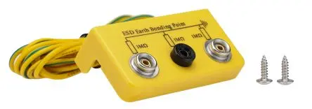 Produktfoto 1 von RS PRO ESD-Erdungsbaustein Erdanschluss-Winkel 10 mm Druckknopf - 4 mm Bananenbuchse Öse EN 61340-5-1 konform
