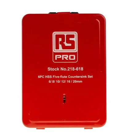 Produktfoto 1 von RS PRO HSS Senkerbohrer-Set, 5 Schneiden, 90 ° 6