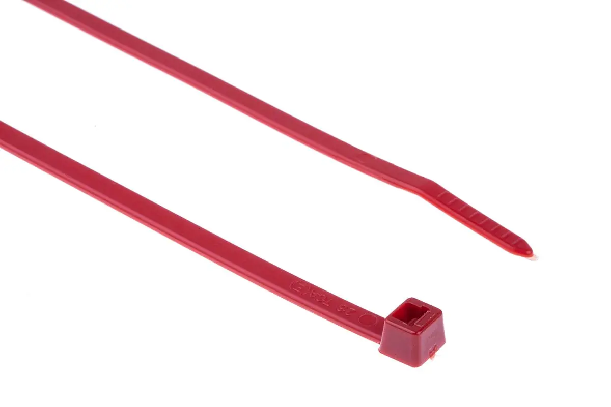 Produktfoto 1 von HellermannTyton T50L Nylon 6.6 Kabelbinder Nicht lösbar Rot 4.6 mm x 390 mm