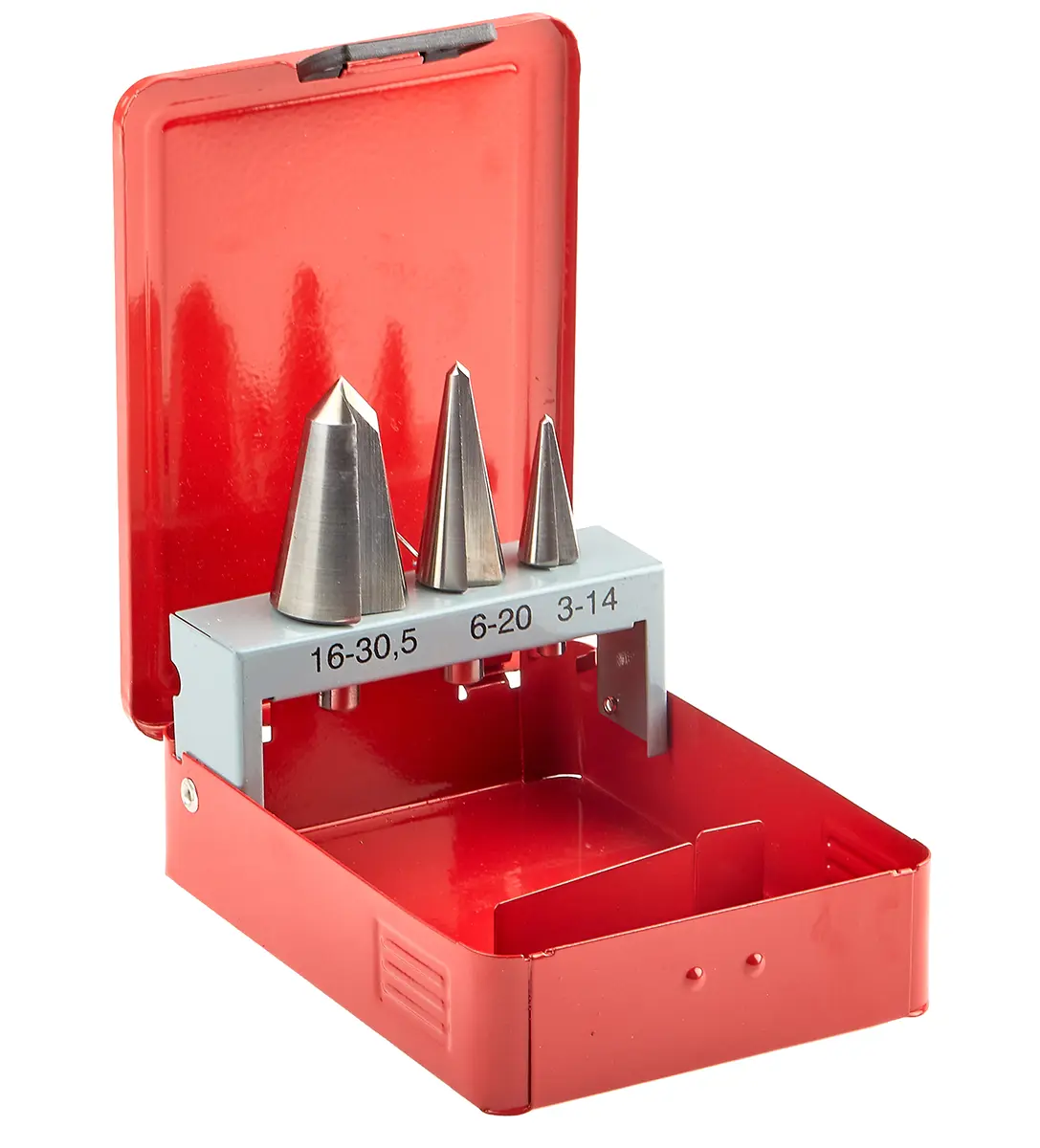 Produktfoto 1 von RS PRO Titannitrid Schälbohrer Satz 3 mm → 30 mm, 3-teilig für Metall