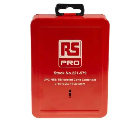 Produktfoto 1 von RS PRO Titannitrid Schälbohrer Satz 3 mm → 30.5 mm, 3-teilig für Metall