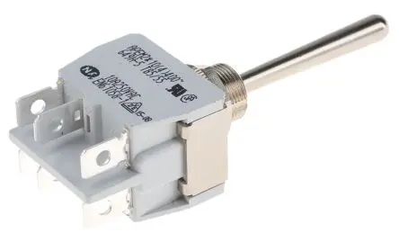 Produktfoto 1 von APEM Panel Kippschalter 2-poliger Wechsler, Ein-Aus-Ein, 24 V dc, 250 V ac, 10A, Lot