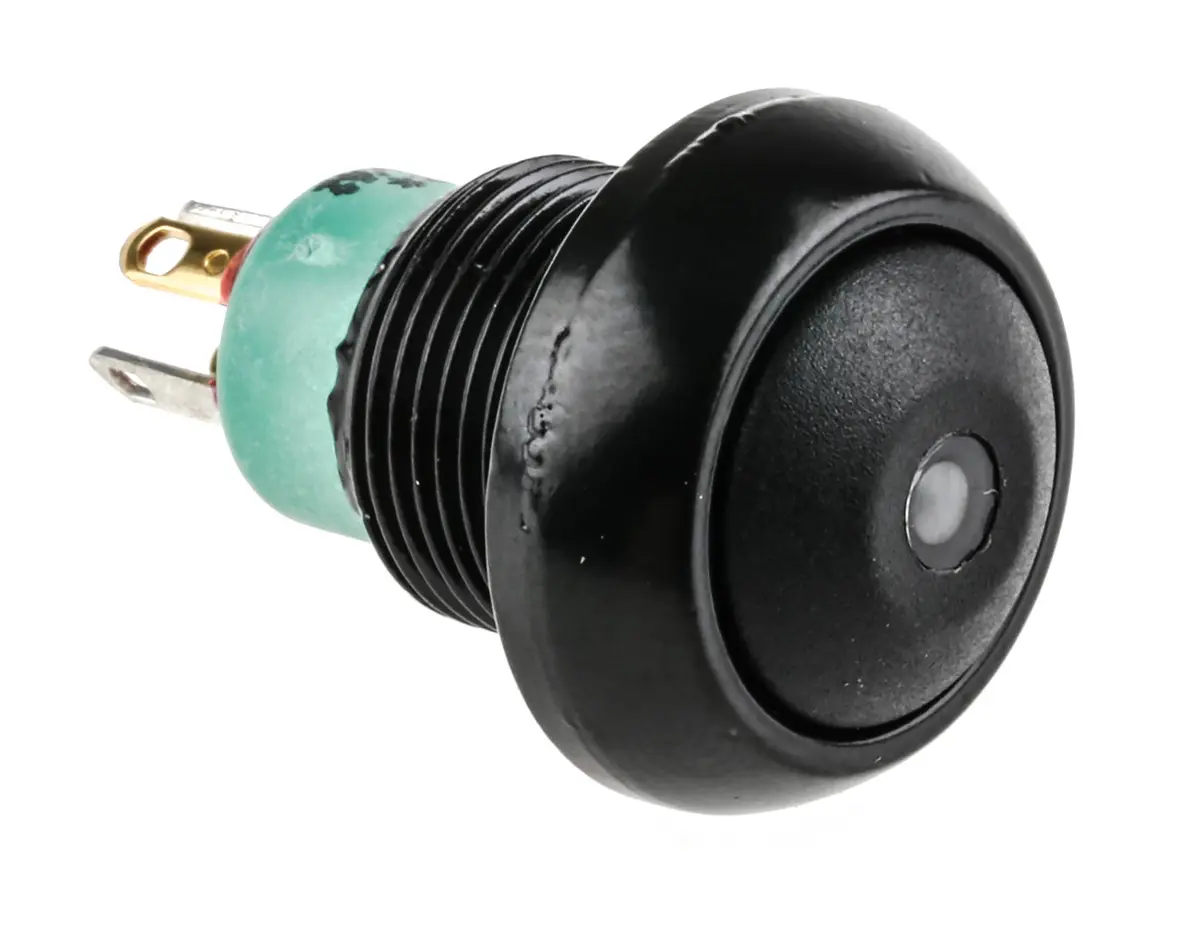 Produktfoto 1 von APEM IP Druckschalter Grün Beleuchtet Tastend Panel Ø 13.6 mm, SPST / 5 A 28 V dc, IP40