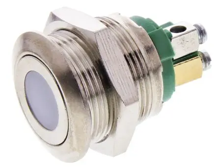 Produktfoto 1 von APEM AV Druckschalter Grün Beleuchtet Tastend Ø 19.2 mm, SPST / 50mA 250 V ac, IP65