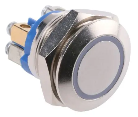 Produktfoto 1 von APEM AV Druckschalter Blau Beleuchtet Tastend Ø 19.2 mm, SPST / 50mA, IP65