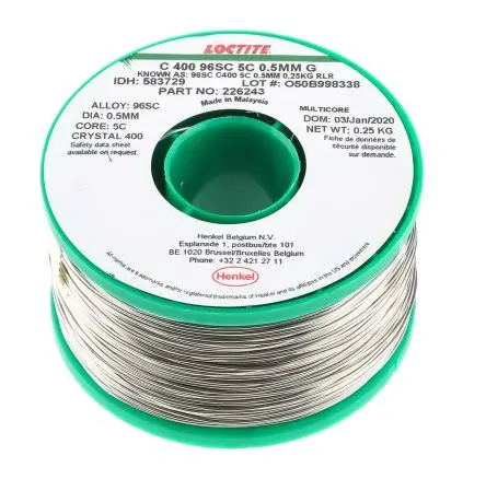 Produktfoto 1 von Multicore Draht Lötzinn bleifrei 95.5 %Sn 0 %Pb 0.7 %Cu 3.8 %Ag, 217 °C, Ø 0.5 mm / 250 g