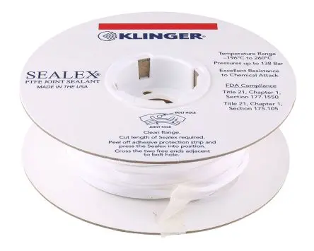 Produktfoto 1 von Klinger PTFE Band Weiß, 3 mm x 10mm, Länge 8 m, -200 °C → 250 °C