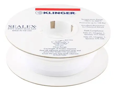 Produktfoto 1 von Klinger PTFE Band Weiß, 5 mm x 14mm, Länge 5 m, -200 °C → 250 °C